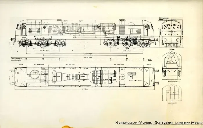 Framed Print : Drawing of Gas-Turbine Locomotive No. 18100 Framed Print : Drawing of Gas-Turbine Locomotive No. 18100