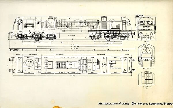 Drawing of Gas-Turbine Locomotive No.18100
