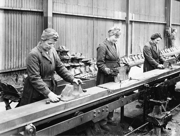 Female employees working in the Permanant Way Department during WW2