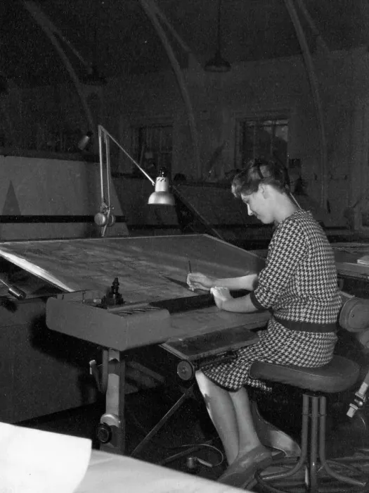 Framed Print : Female Tracer in the Drawing Office at Swindon Works, 1959