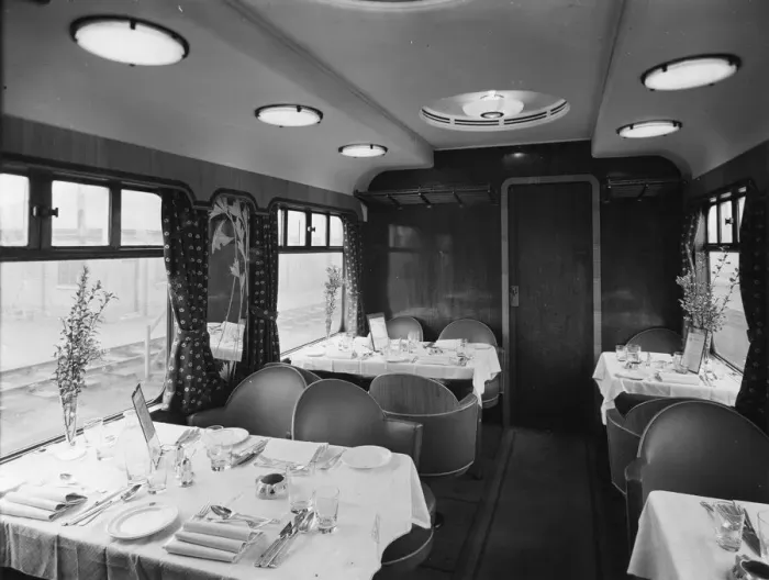 Framed Print : First Class Saloon, Restaurant Car, 1938