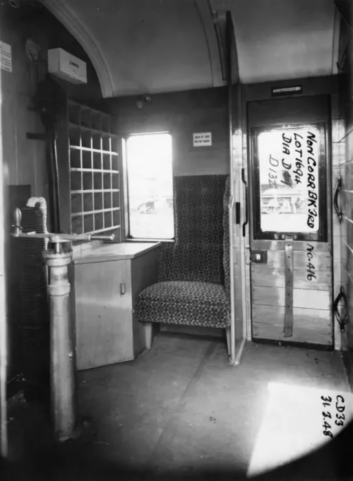 Framed Print : Guards Van on non corridor third brake van no. 416, 1948 Framed Print : Guards Van on non corridor third brake van no. 416, 1948