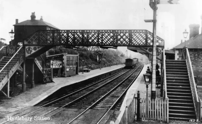 Framed Print : Hartlebury Station and Footbridge, c. 1900 Framed Print : Hartlebury Station and Footbridge, c. 1900