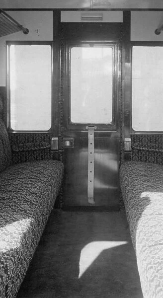Interior of compartment of non corridor third brake van, 1953
