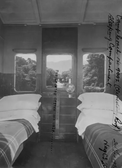 Framed Print : Interior view of Camp Coach No. 9992 showing sleeping compartment, 1934