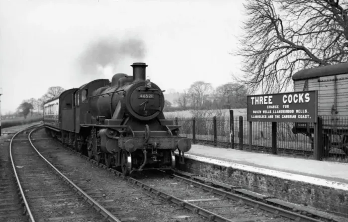 Framed Print : Ivatt 2MT class, 2-6-0, No. 46521 at Three Cocks Junction April 1958 Framed Print : Ivatt 2MT class, 2-6-0, No. 46521 at Three Cocks Junction April 1958