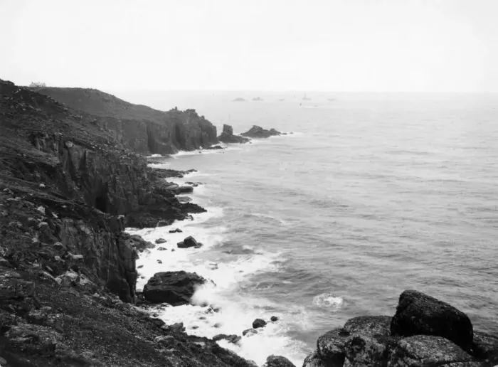 Framed Print : Lands End and Longships Lighthouse, Cornwall, c. 1928