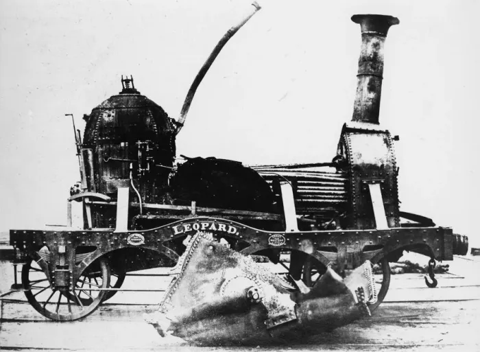 Framed Print : Leopard, after boiler explosion, 1857 Framed Print : Leopard, after boiler explosion, 1857