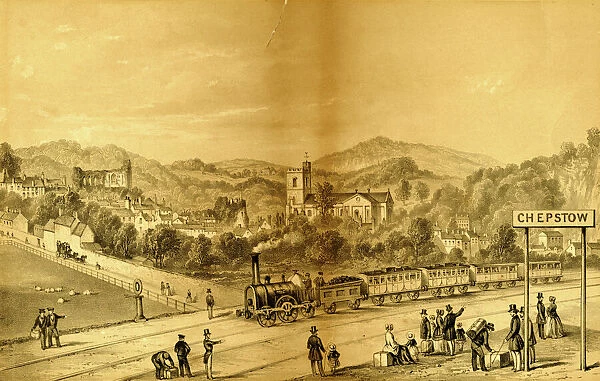 Lithograph of Chepstow Station, c. 1850