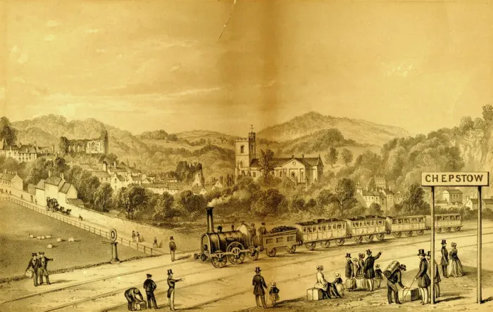 Framed Print : Lithograph of Chepstow Station, c. 1850