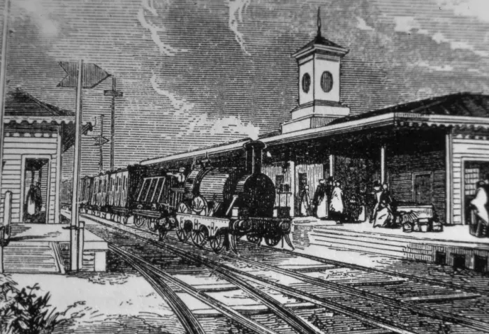 Framed Print : Maidenhead (Dumb Bell Bridge) Station, c. 1850 Framed Print : Maidenhead (Dumb Bell Bridge) Station, c. 1850