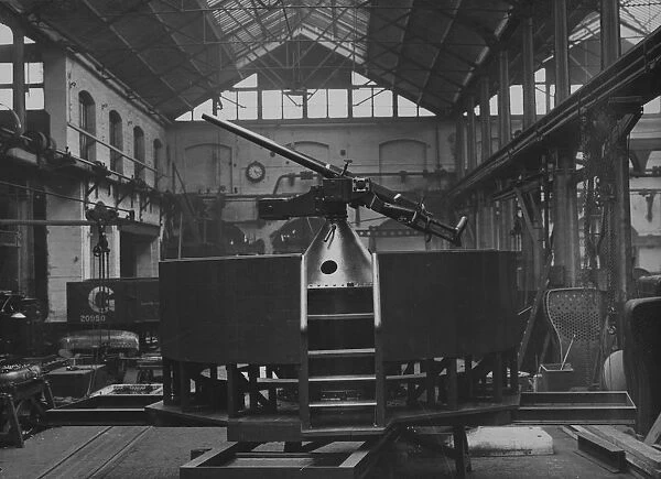Nordenfelt anti-aircraft gun in V Shop, Swindon Works c.1915