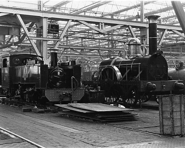 North Star. 2-2-2 Broad Gauge locomotive, North Star, in Swindon Works c1960