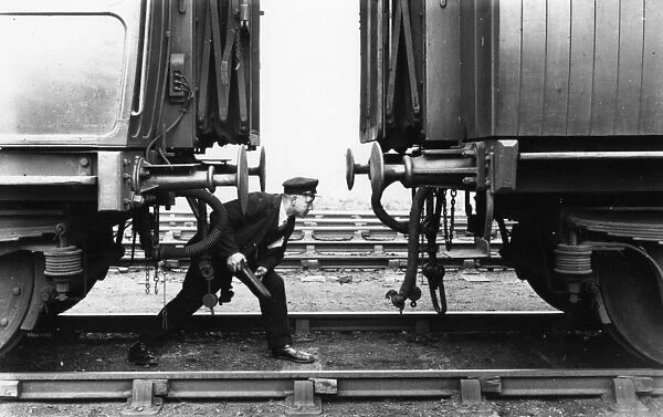 Passenger shunter coupling-up, c. 1930s