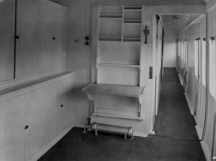 Framed Print : Pharmacy car of No. 16 Ambulance train, March 1915 Framed Print : Pharmacy car of No. 16 Ambulance train, March 1915