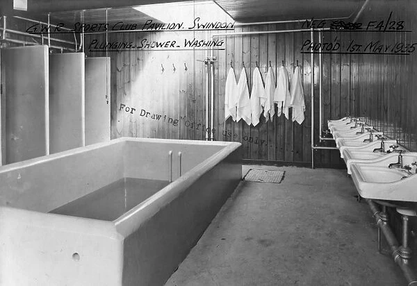 Plunge pool, showers and washing facilities at the GWR Sports Pavilion, Swindon, 1935