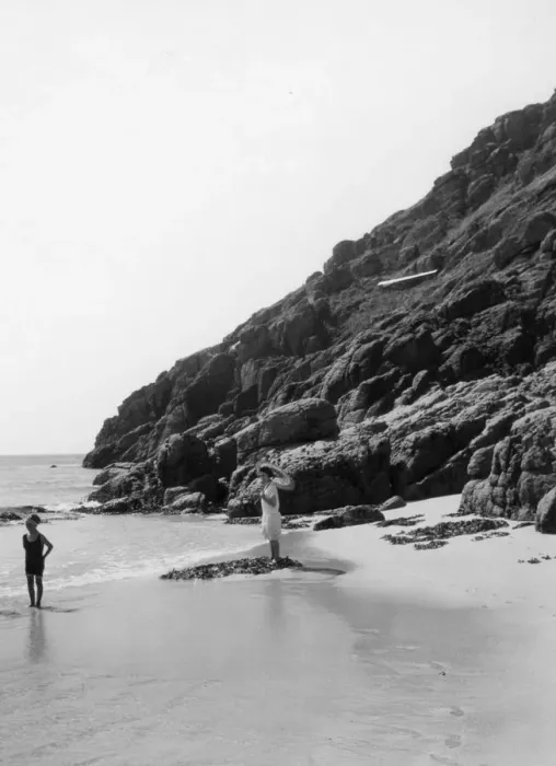 Framed Print : Porthcurno Beach, Cornwall, August 1928 Framed Print : Porthcurno Beach, Cornwall, August 1928
