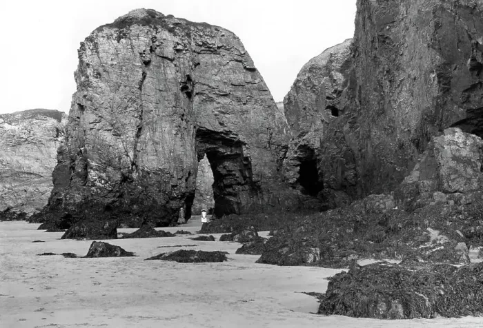 Framed Print : Rocks at Perranporth, Cornwall, c. 1928 Framed Print : Rocks at Perranporth, Cornwall, c. 1928