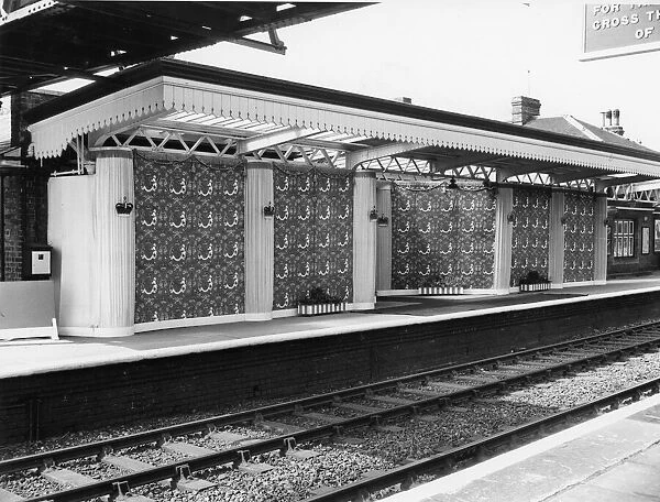 Royal Tour of Worcestershire & Herefordshire - Leominster Station Decorations, April 1957