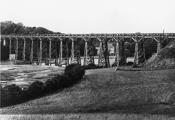 St Germans Viaduct. A timber viaduct on the main line near Saltash