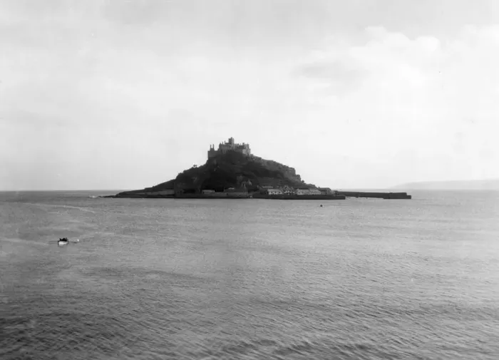 Framed Print : St Michaels Mount at High Tide, August 1928 Framed Print : St Michaels Mount at High Tide, August 1928