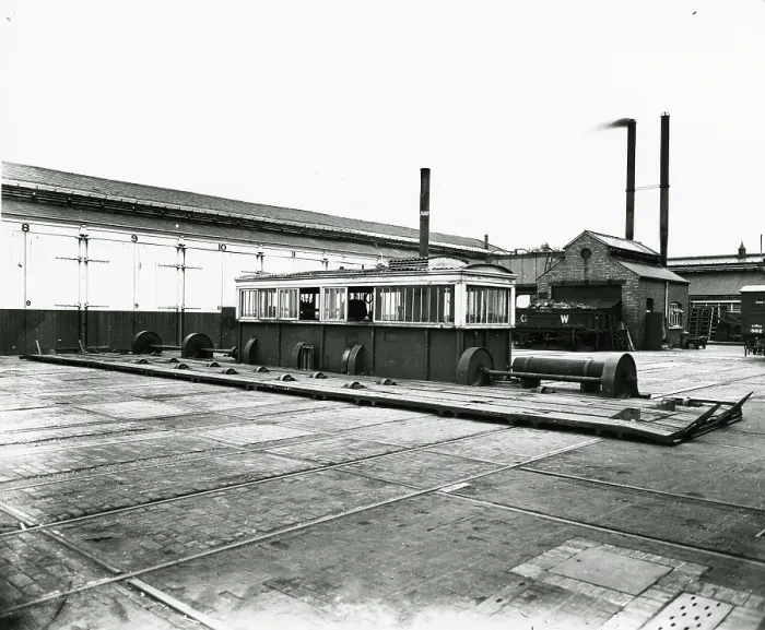 Framed Print : Steam Powered Traverser in the Carriage and Wagon Works, 1934