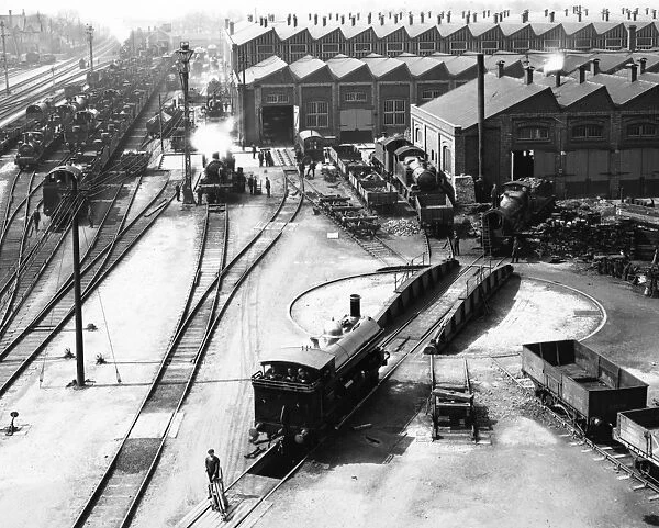Swindon Works, 1908. View of Swindon Works looking towards the turntable and Erecting Shop