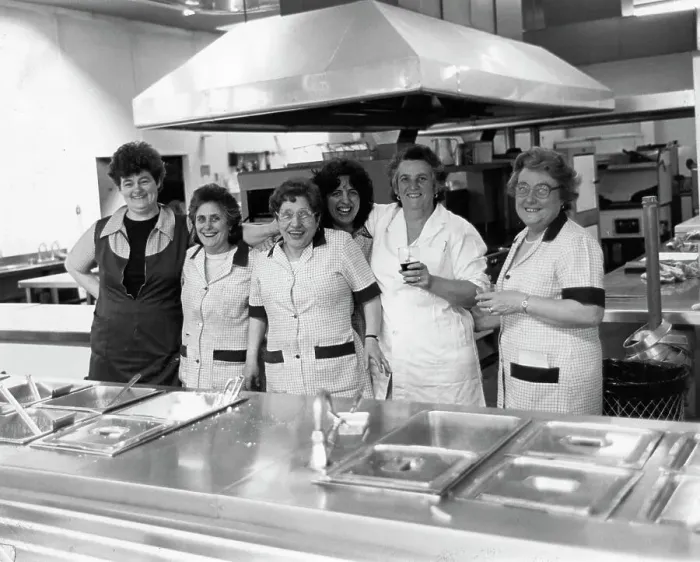 Framed Print : Swindon Works Canteen Staff, 1986 Framed Print : Swindon Works Canteen Staff, 1986