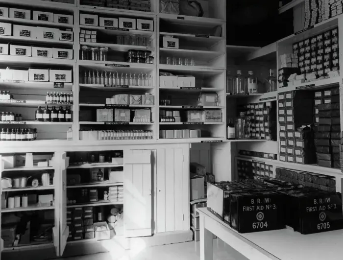 Framed Print : Swindon Works General Stores, First Aid Section, about 1950