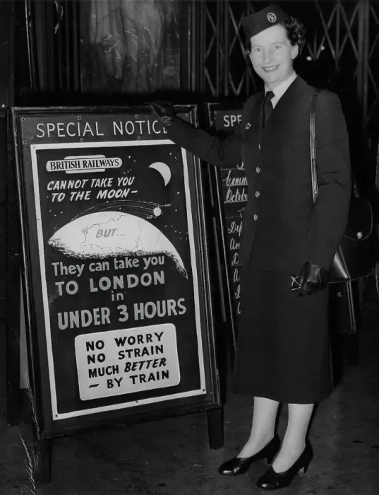 Framed Print : Vera Bray, Rail Travel Advisor, Cardiff Station 1957