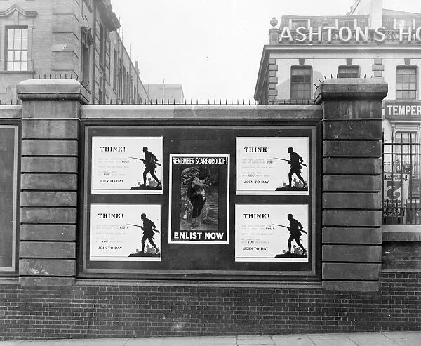 Wartime recruiting posters at Paddington Station, 1915