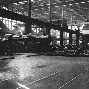 No 5055, Lydford Castle, at Swindon Works, c1950s