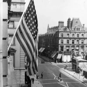 American Flag flying from Paddington Station hotel on July 4th 1941 American Flag flying from Paddington Station hotel on July 4th 1941