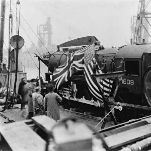 American S160 Class 2-8-0 locomotive No. 1609 upon arrival at Newport Docks, 1942