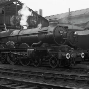 Castle Class locomotive No. 7022, Hereford Castle at Swindon Shed, c. 1960