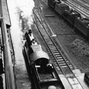 Castle Class locomotive passing over Rodbourne Road bridge, Swindon