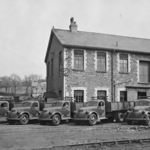 Chevrolet Thornton military trucks lined up at Caerphilly Works, 1941 Chevrolet Thornton military trucks lined up at Caerphilly Works, 1941