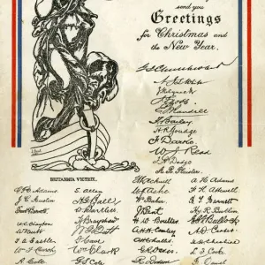 Christmas card sent by Swindon Works Accounts Staff, 1918