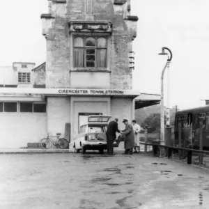 Cirencester Town Station forecourt, c. 1960