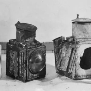 Damaged railway lamps, 1942