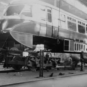 Diesel Railcar No 1 undergoing work in A Shop at Swindon Works Diesel Railcar No 1 undergoing work in A Shop at Swindon Works