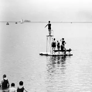 Diving Float and Bathers, Cornwall, 1931