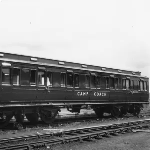 Exterior view of Camp Coach No. W9910, 1952