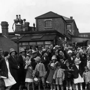 Families gather for the annual Swindon Works Trip, 1932