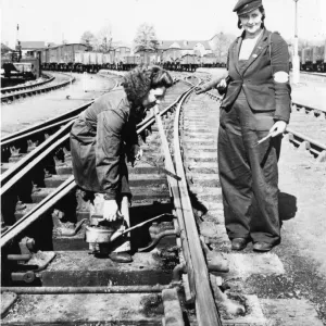 Female track maintenance workers during WW2