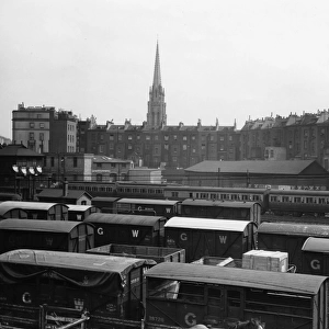 Goods wagons on the approach to Paddington Station, 1930