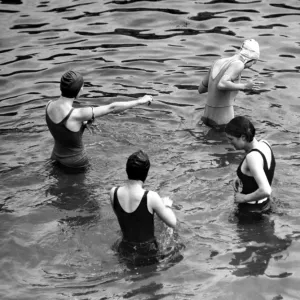 Group of swimmers in the sea, Cornwall, 1931