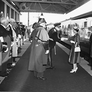 H. M. The Queen at Pembroke Town Station, 8th August 1955