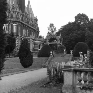 Impney Hotel Print, c.1930: French Chateau Style Building in Worcestershire