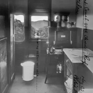 Interior of Camp Coach No. 9992 showing kitchen, 1934 Interior of Camp Coach No. 9992 showing kitchen, 1934